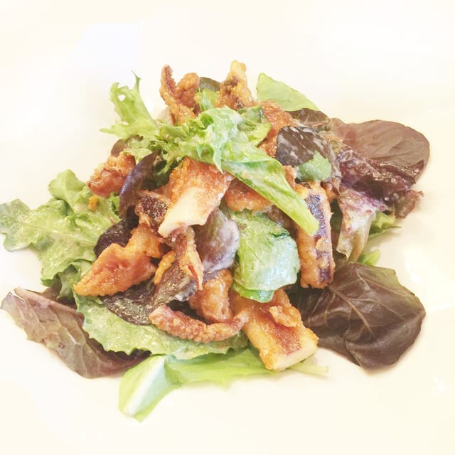 Calamari tempura salad.